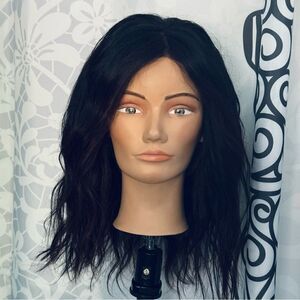 Unbranded Black & Burgundy Human Hair Lace Front Wig Size Average